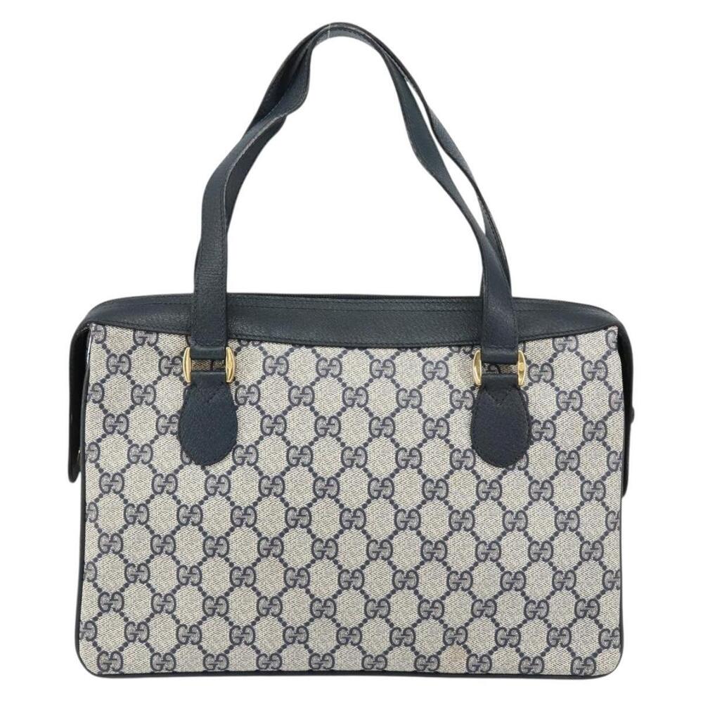 GUCCI GG Supreme Sherry Line Hand Bag PVC Navy Red 41 02 079 Auth 155654 - Picture 2 of 16